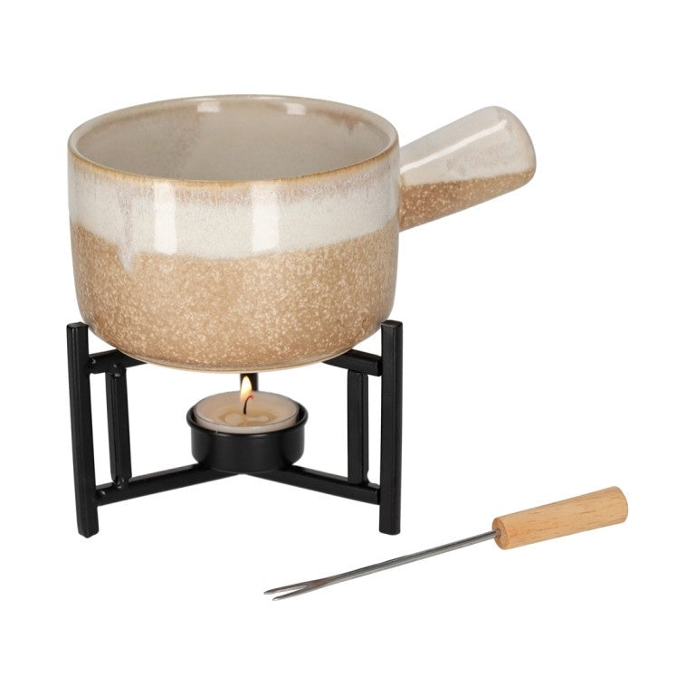Fondue Set Pannetje Keramiek-taupe