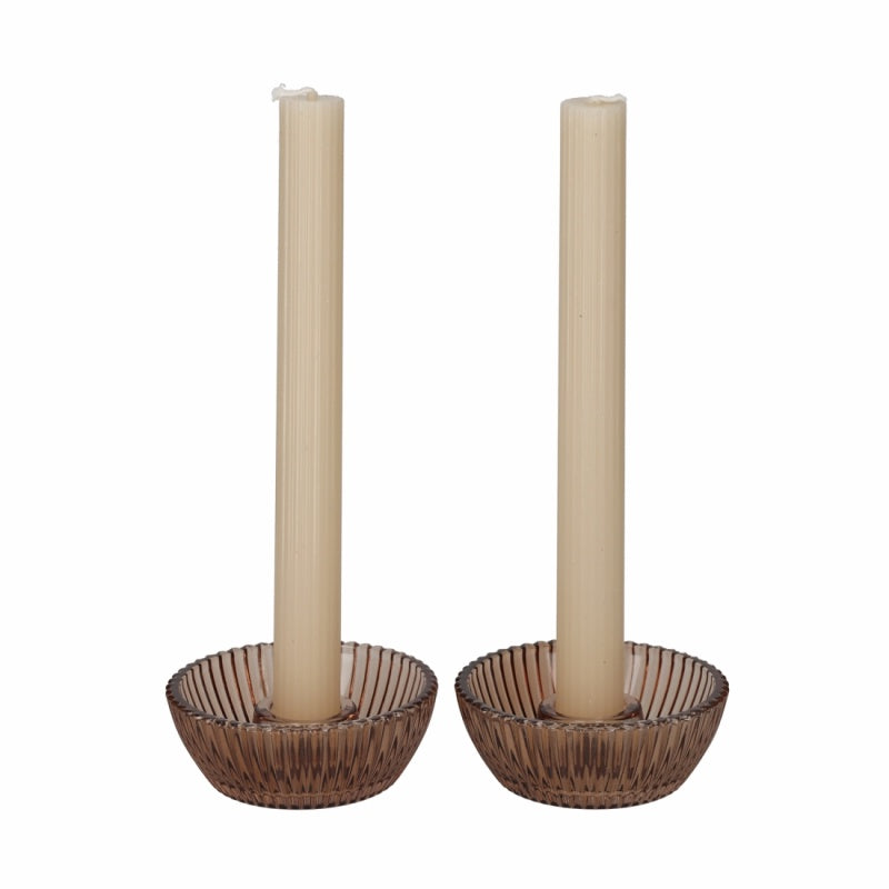Giftset Kandelaar & Kaars Set van 2-bruin