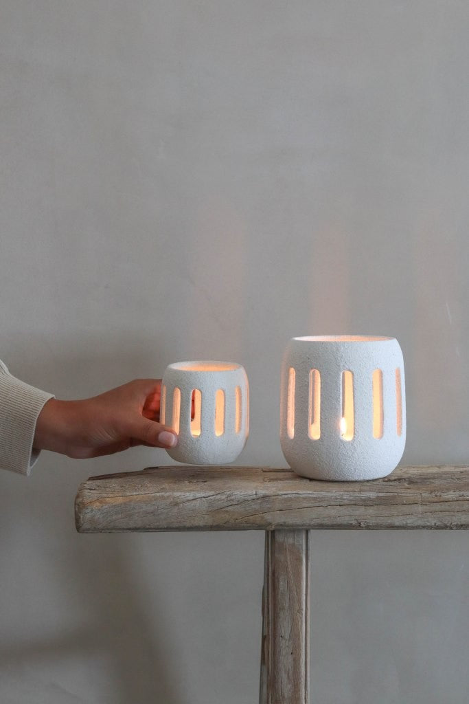 Theelichthouder Tobi S 8x9cm-wit