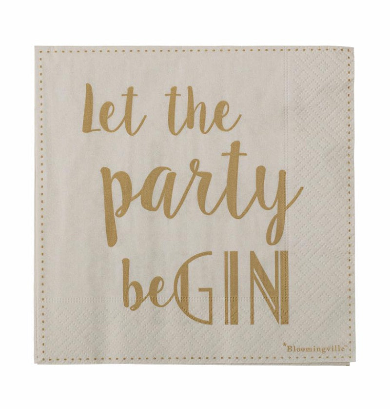 Servetten 'Let The Party Be Gin' 33x33cm-gold