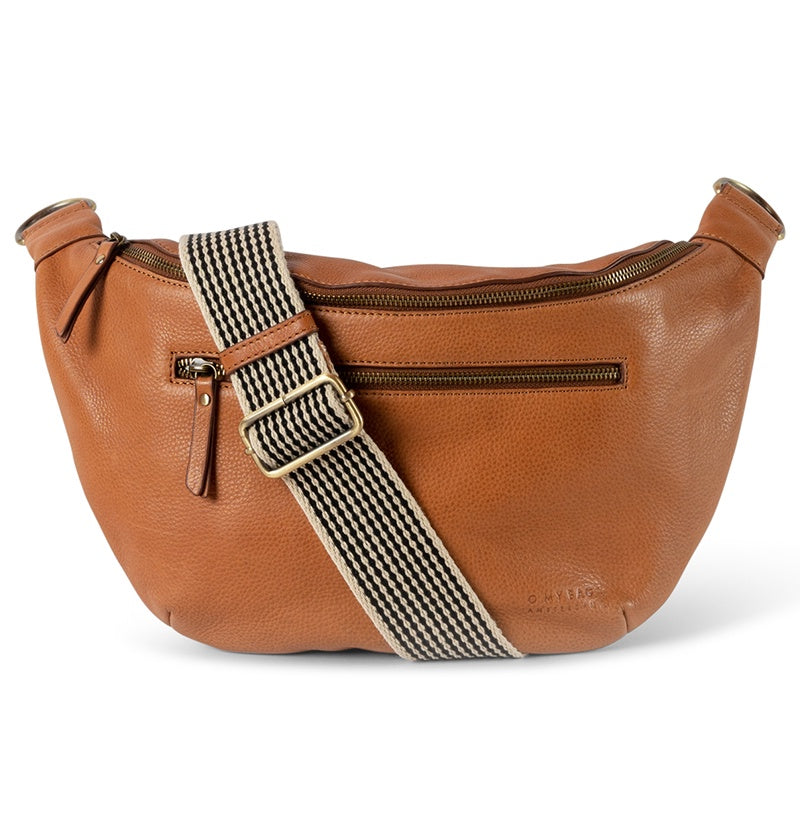 Drew Maxi Bum Bag / Checkered Strap-wild oak (Soft Grain leather)