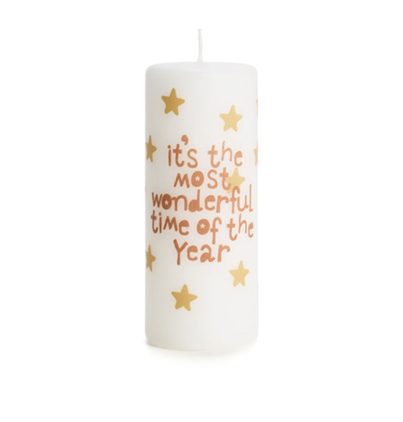 Xmas Candle Most Wonderful Time 6x15cm-skin