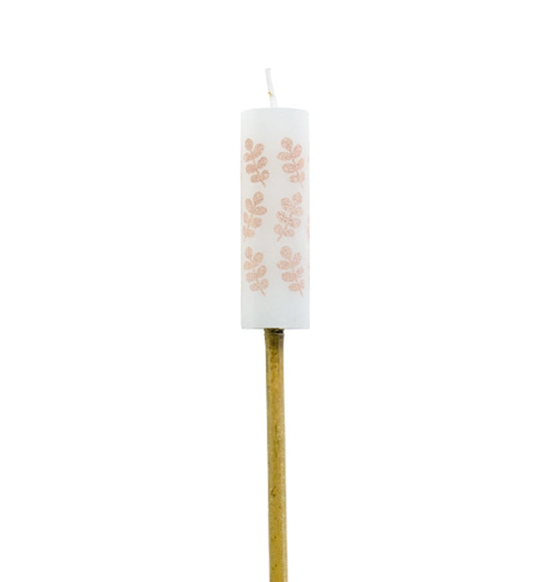 Fakkel Candle Kimmi Spring Leaves-white/roze