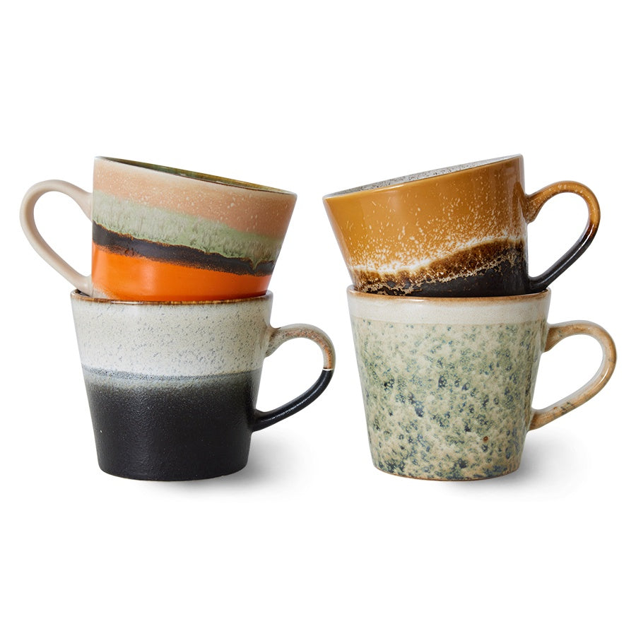 70s ceramics: Cappuccino Mugs (set of 4) Verve-mixed