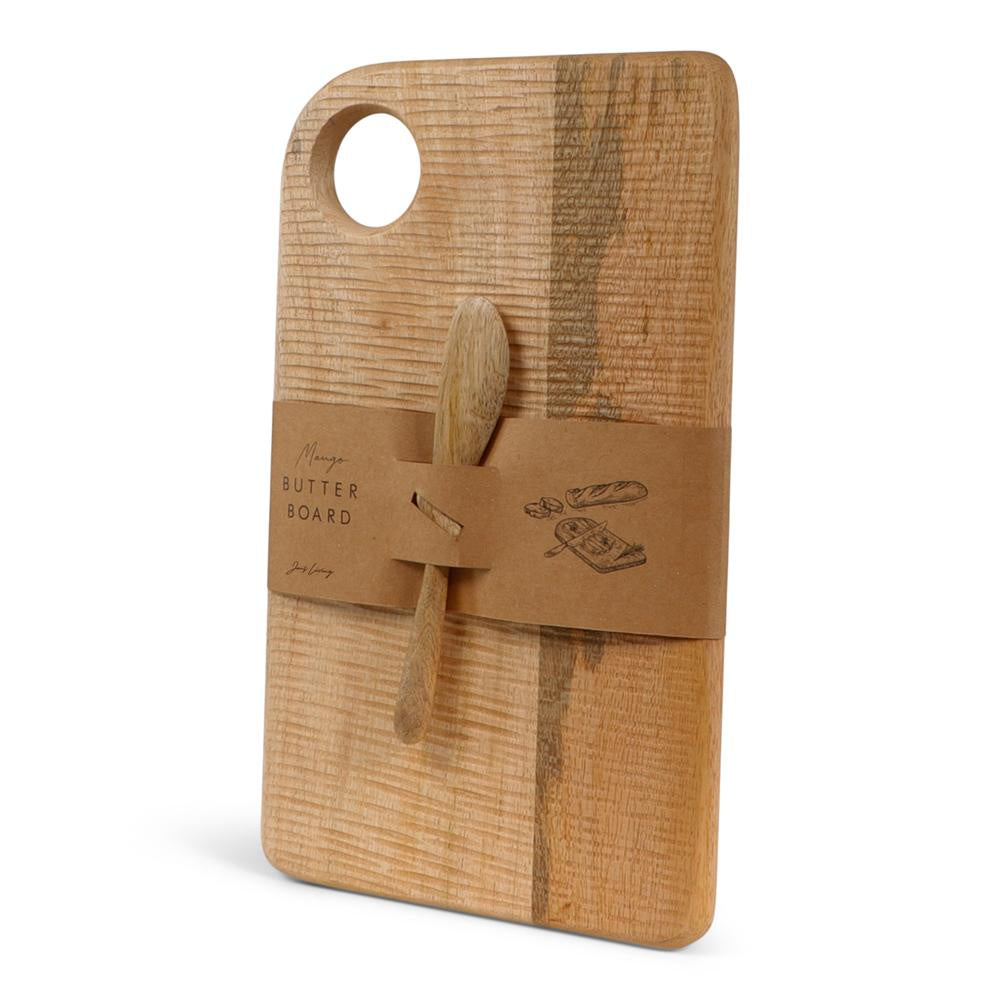 Foodtrend! Boterbord met Mes 33x20cm-mangohout