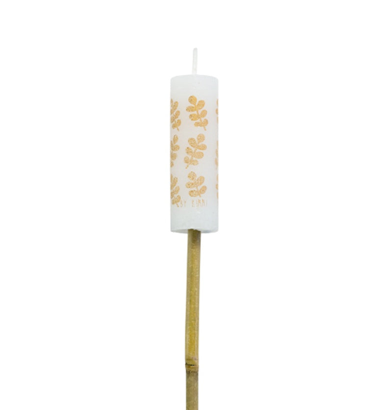 Fakkel Candle Kimmi Spring Leaves-white/apricot