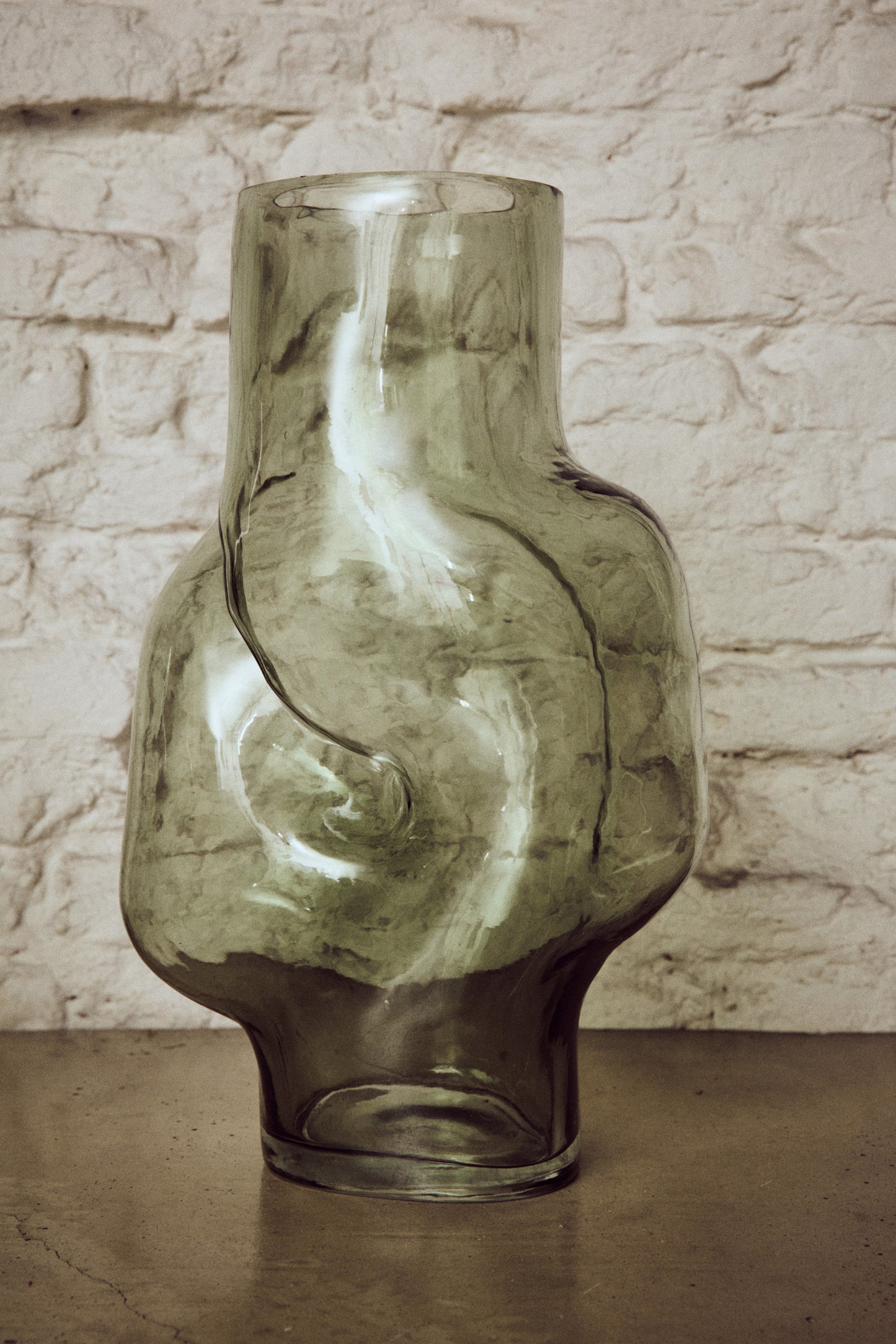 Vase Gleam Glass High-olive green