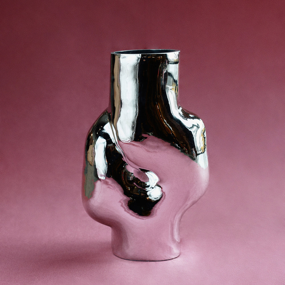 Vase Gleam Glass High-chrome silver