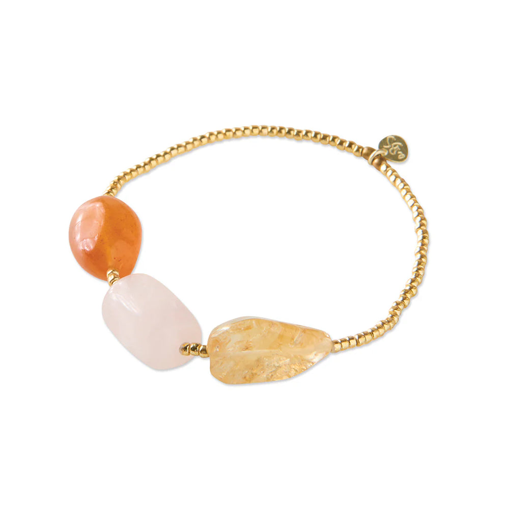 Armband Desirable Carnelian/Rose Quartz/Citrine-gold