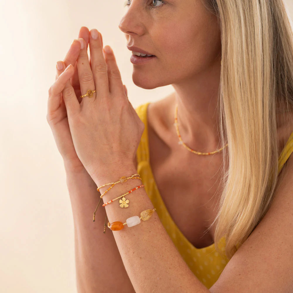 Armband Desirable Carnelian/Rose Quartz/Citrine-gold