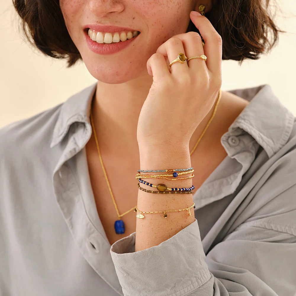 Armband Experience Lapis Lazuli/Tiger Eye-gold