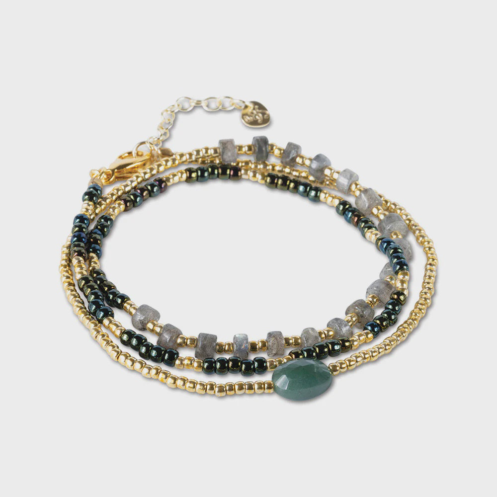 Armband Identity Labradorite/Aventurine-gold