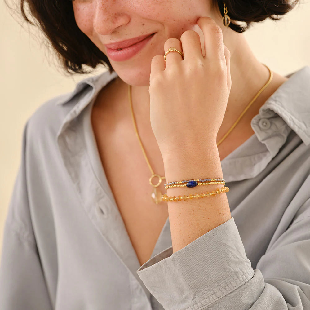 Armband Identity Lapis Lazuli/Citrine-gold