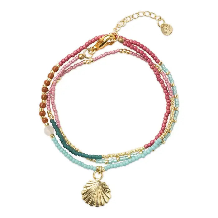 Ketting Adventurous Shell Rose Quartz-gold