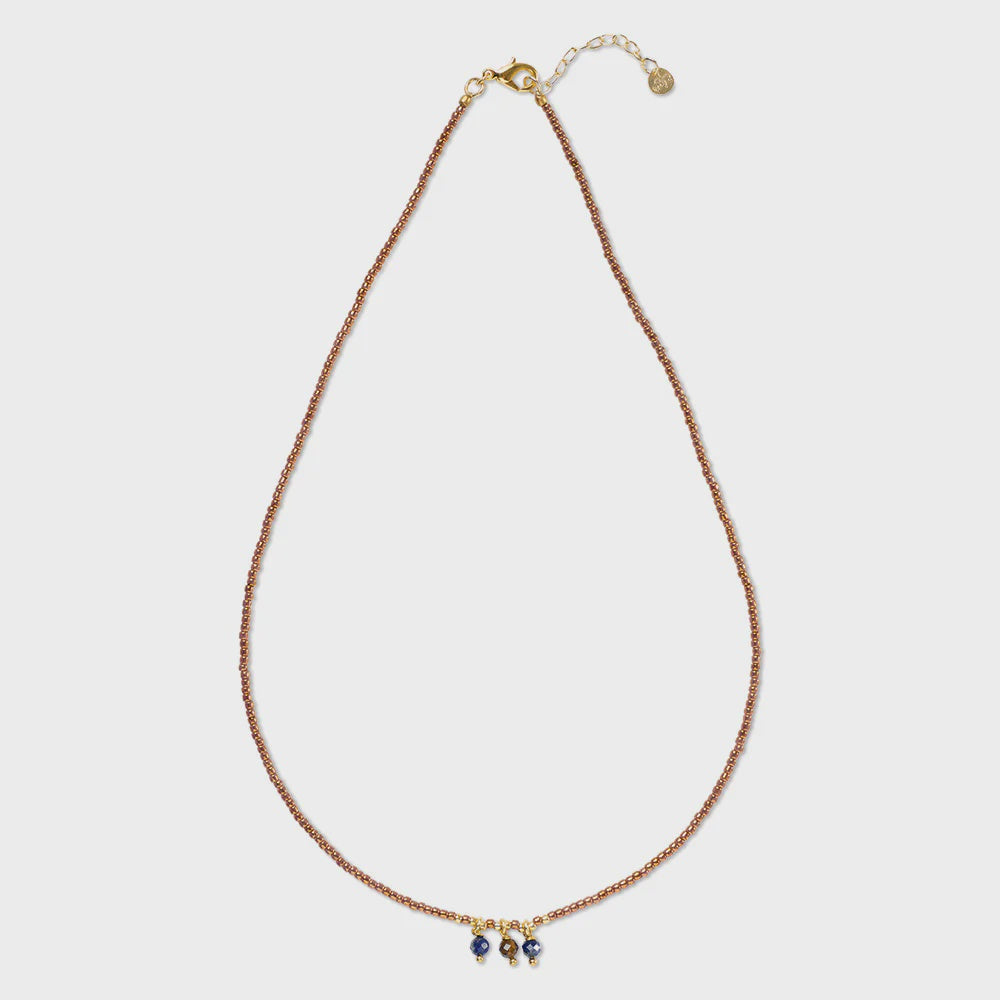 Ketting Empathy Tiger Eye/Lapis Lazuli-gold