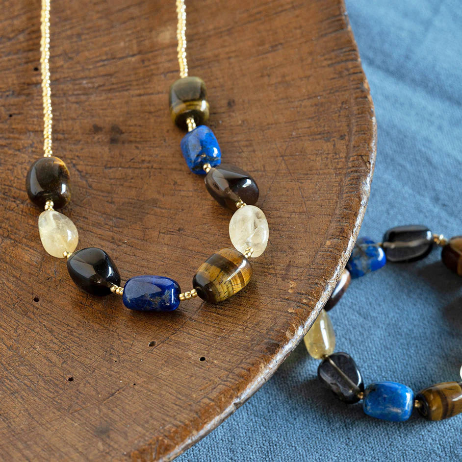 
                      
                        Ketting Excessive Tiger eye/Lapis Lazuli/Smokey Quartz/Citrine-gold
                      
                    