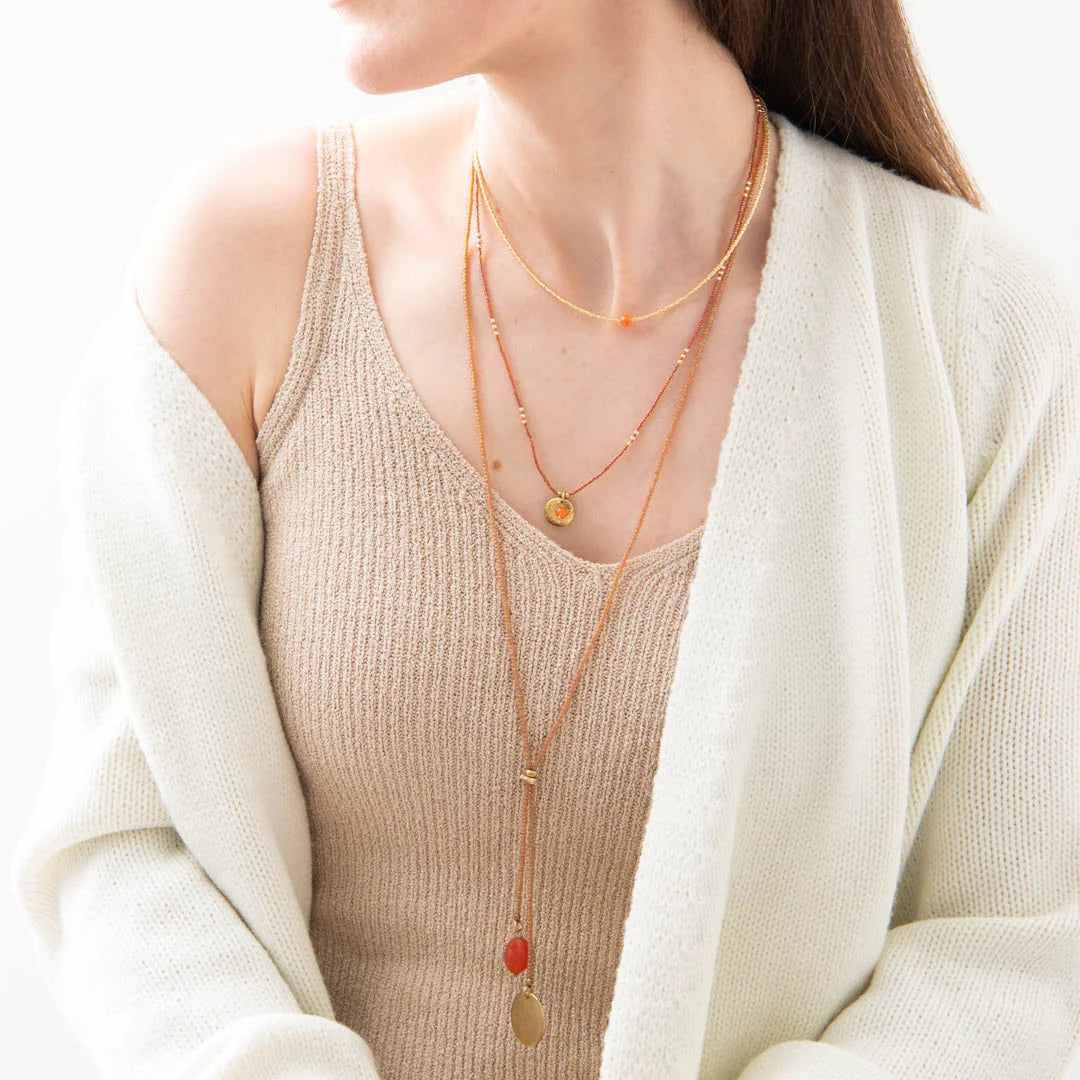 Ketting Flora Carnelian-gold