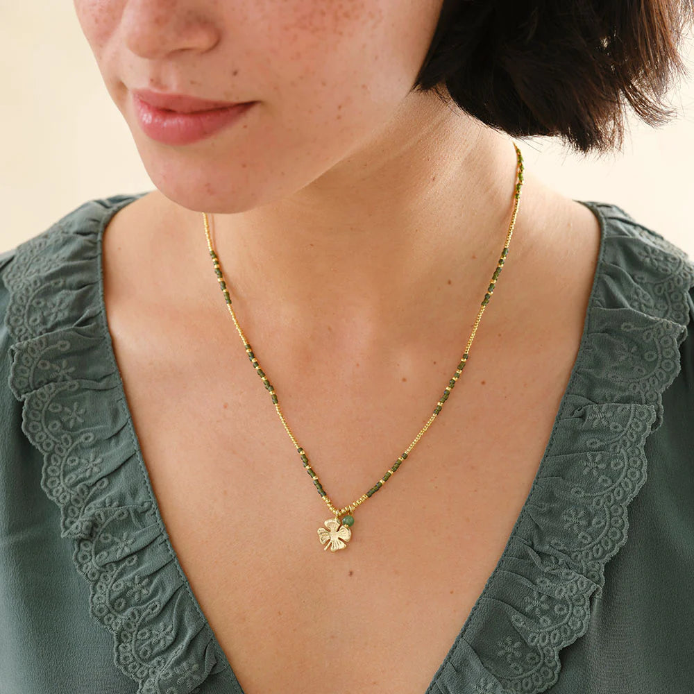 Ketting Honored Clover Aventurine-gold