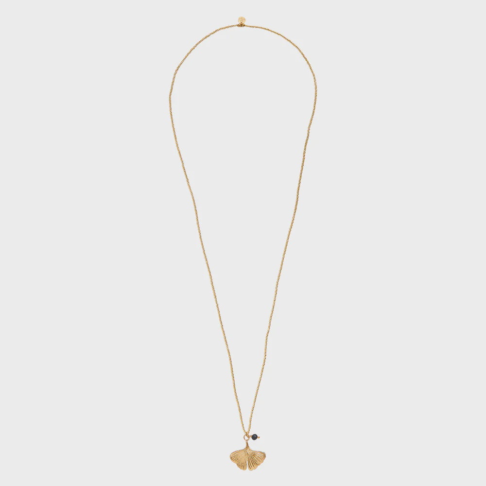 Ketting Paradise Ginkgo Black Onyx-gold