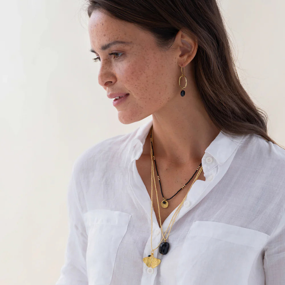 Ketting Paradise Ginkgo Black Onyx-gold