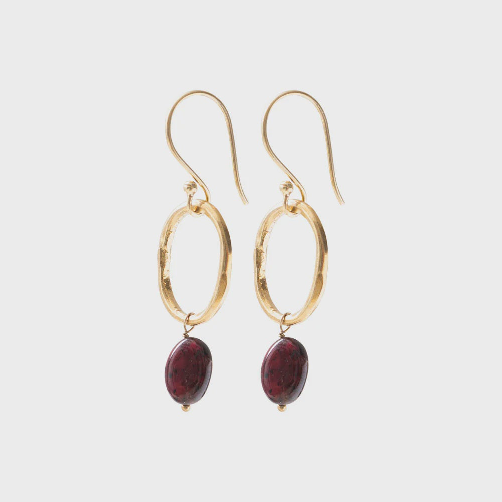 Oorbellen Graceful Garnet-gold