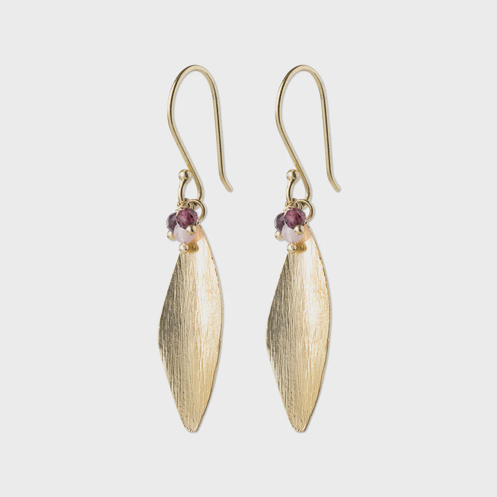 Oorbellen Longful Garnet/Rose Quartz-gold
