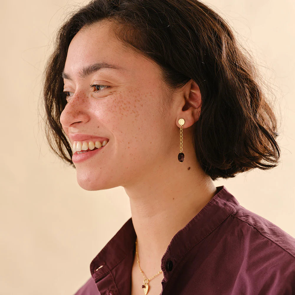 Oorbellen Meditation Garnet-gold