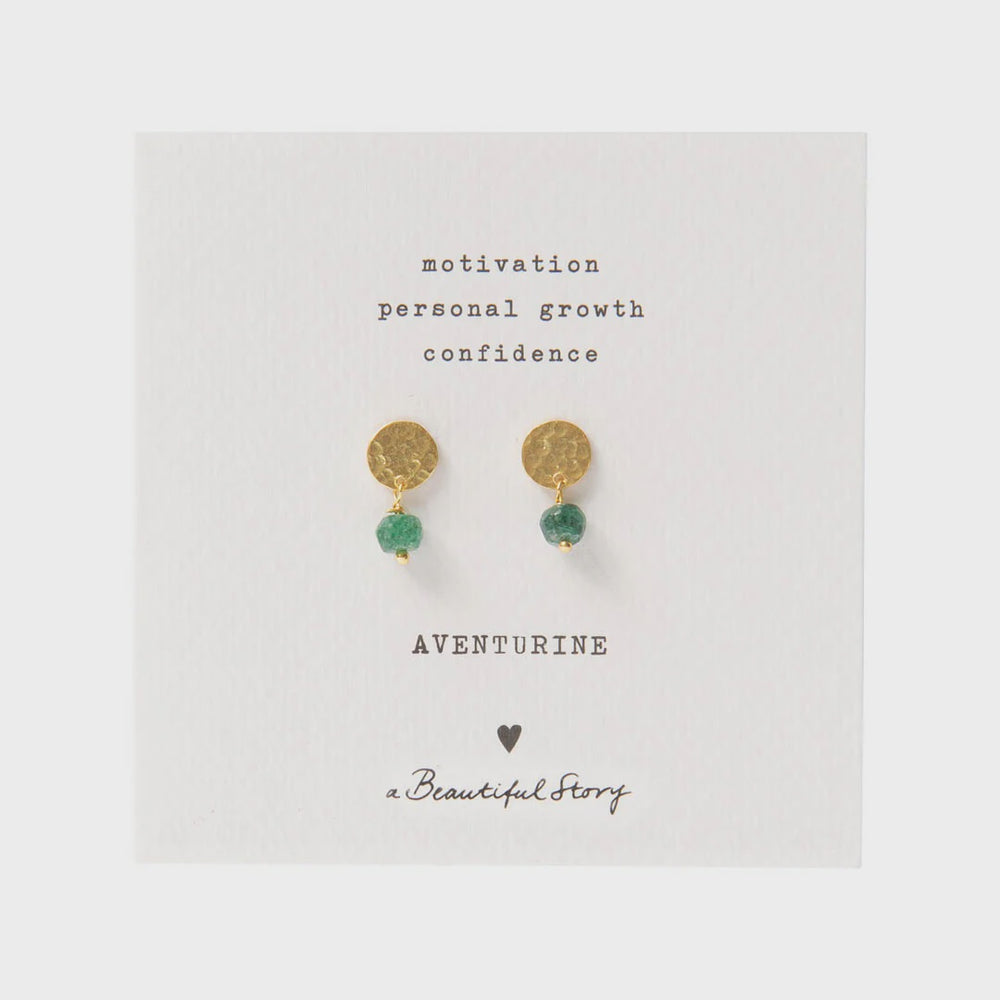 Oorbellen Studs Mini Coin Aventurine-gold