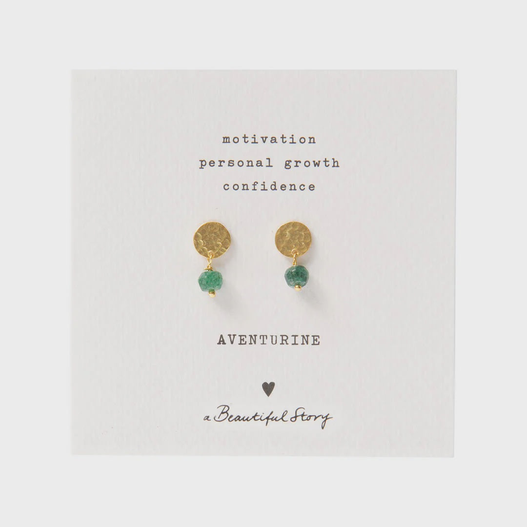 Oorbellen Studs Mini Coin Aventurine-gold
