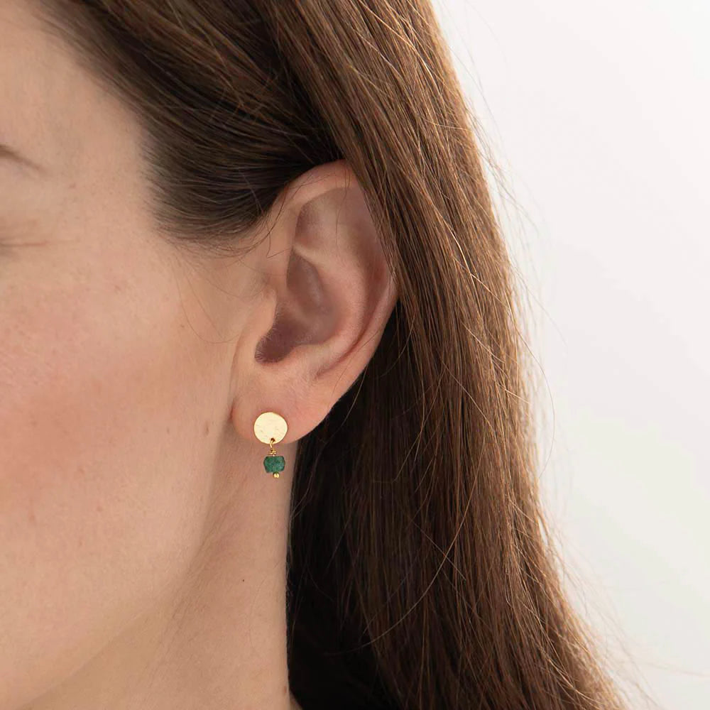 Oorbellen Studs Mini Coin Aventurine-gold