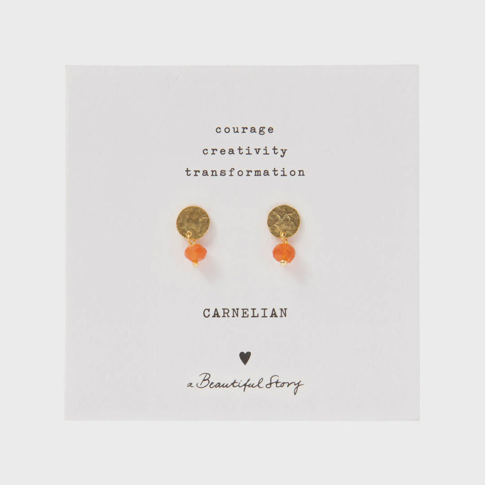 Oorbellen Studs Mini Coin Carnelian-gold