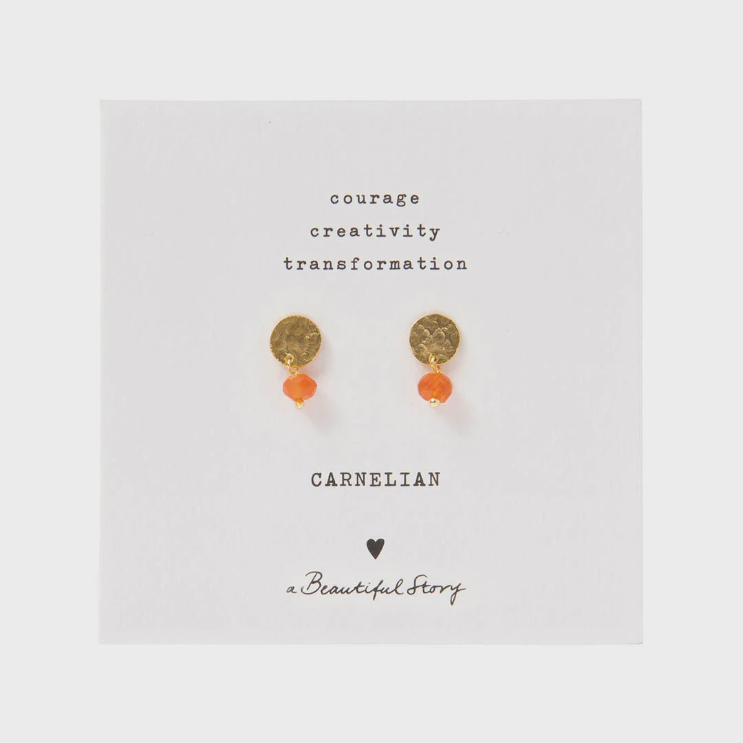 Oorbellen Studs Mini Coin Carnelian-gold