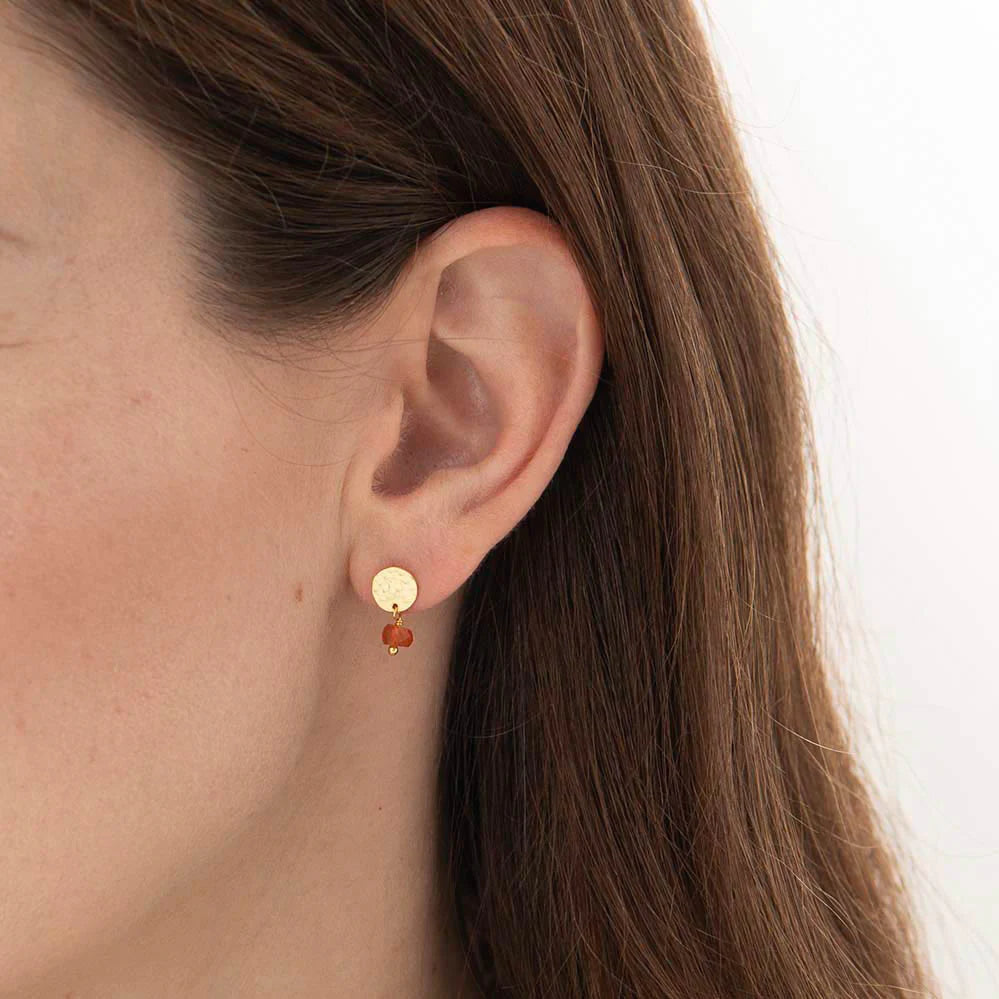 Oorbellen Studs Mini Coin Carnelian-gold