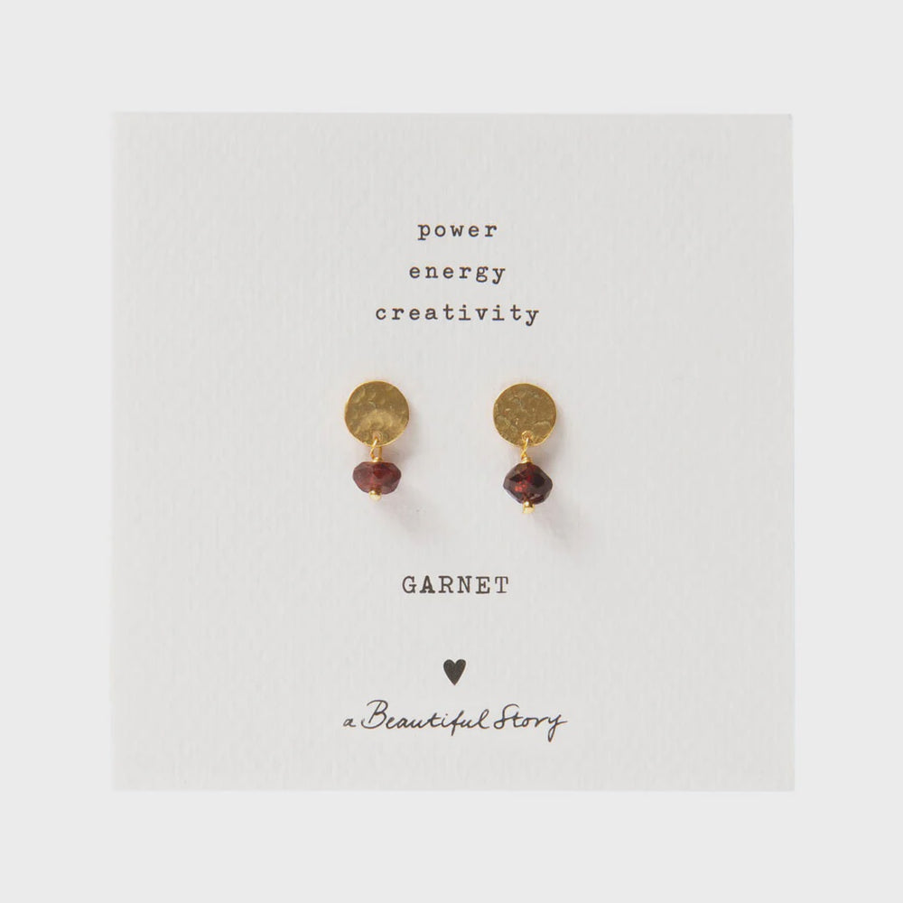 Oorbellen Studs Mini Coin Garnet-gold