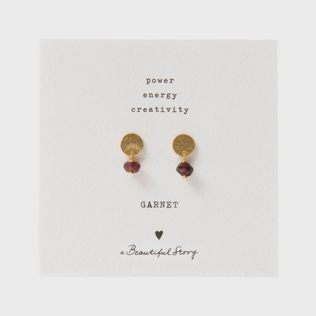 Oorbellen Studs Mini Coin Garnet-gold