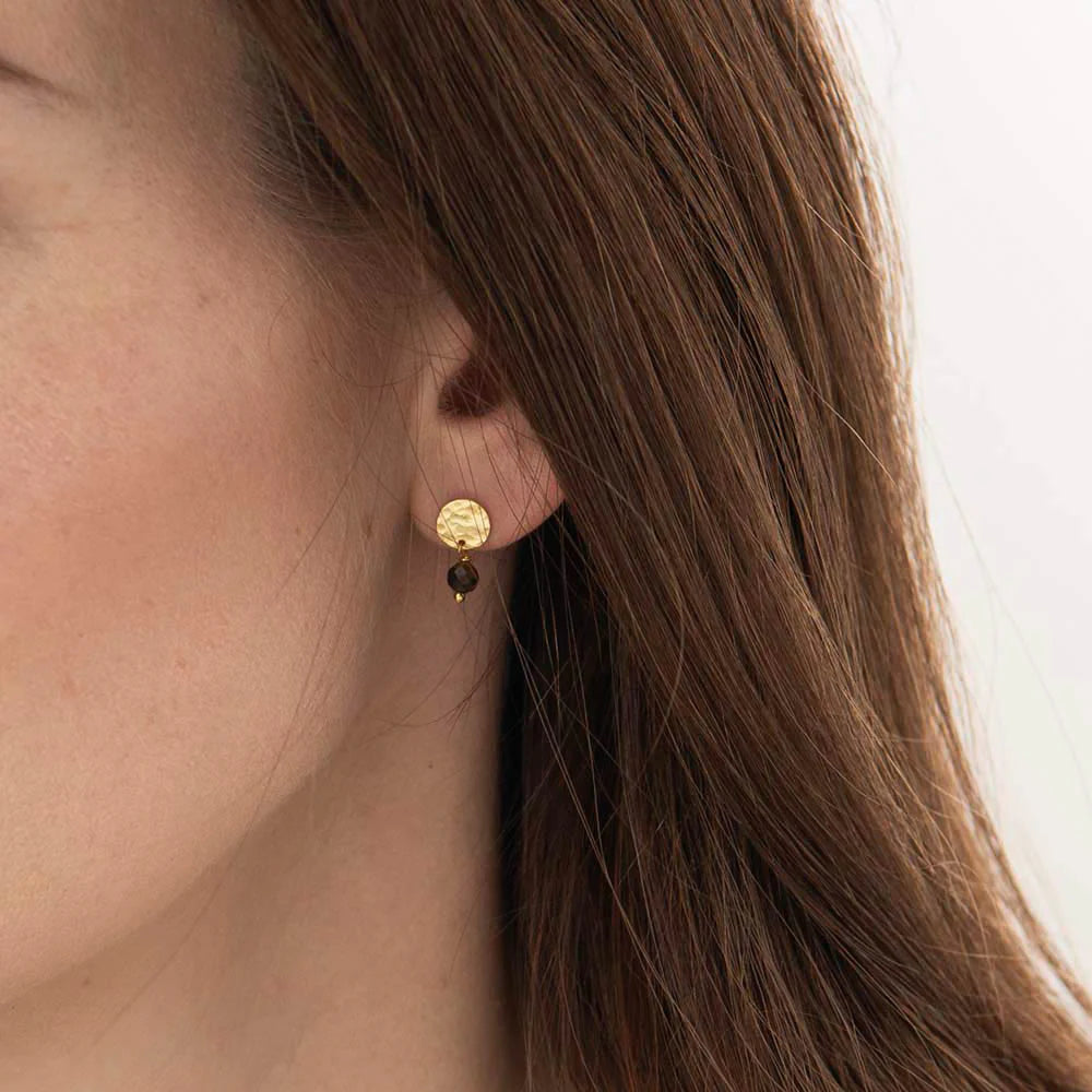 Oorbellen Studs Mini Coin Garnet-gold