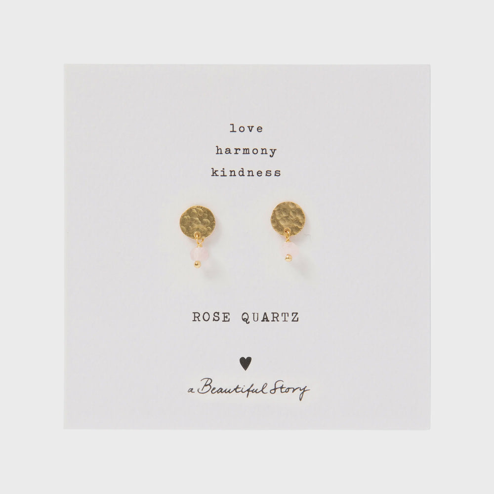 Oorbellen Studs Mini Coin Rose Quartz-gold