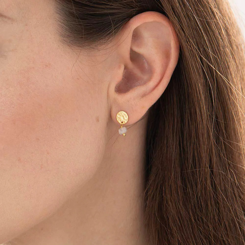 Oorbellen Studs Mini Coin Rose Quartz-gold