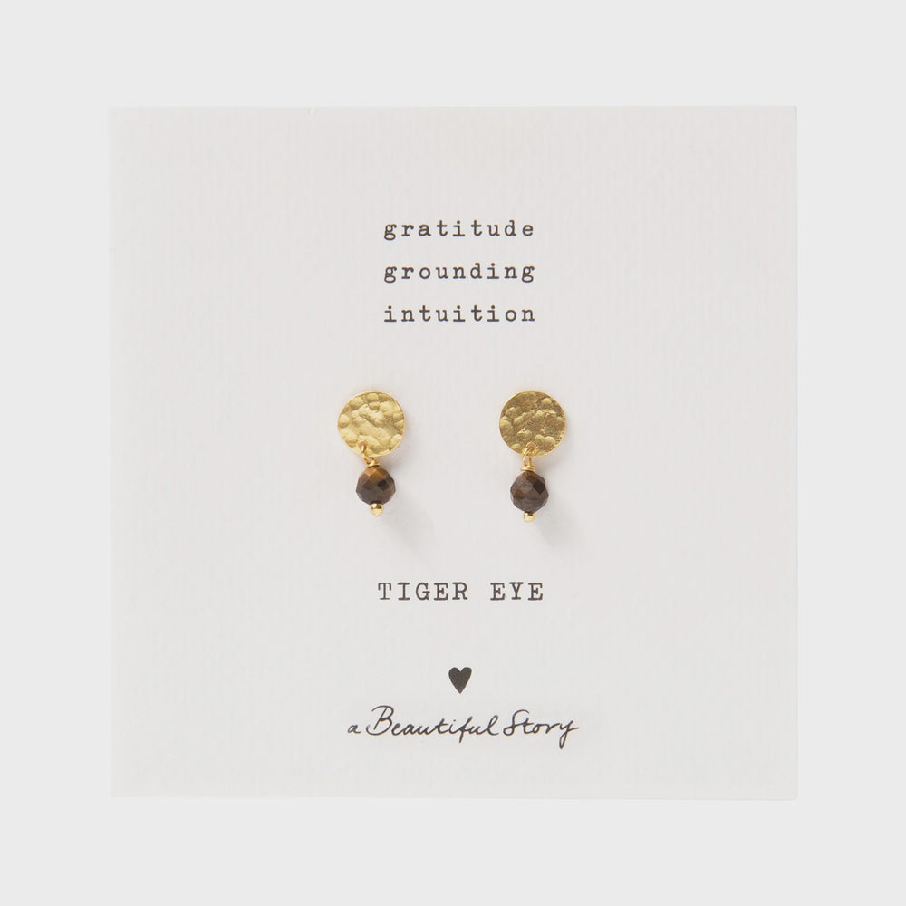 Oorbellen Studs Mini Coin Tiger Eye-gold