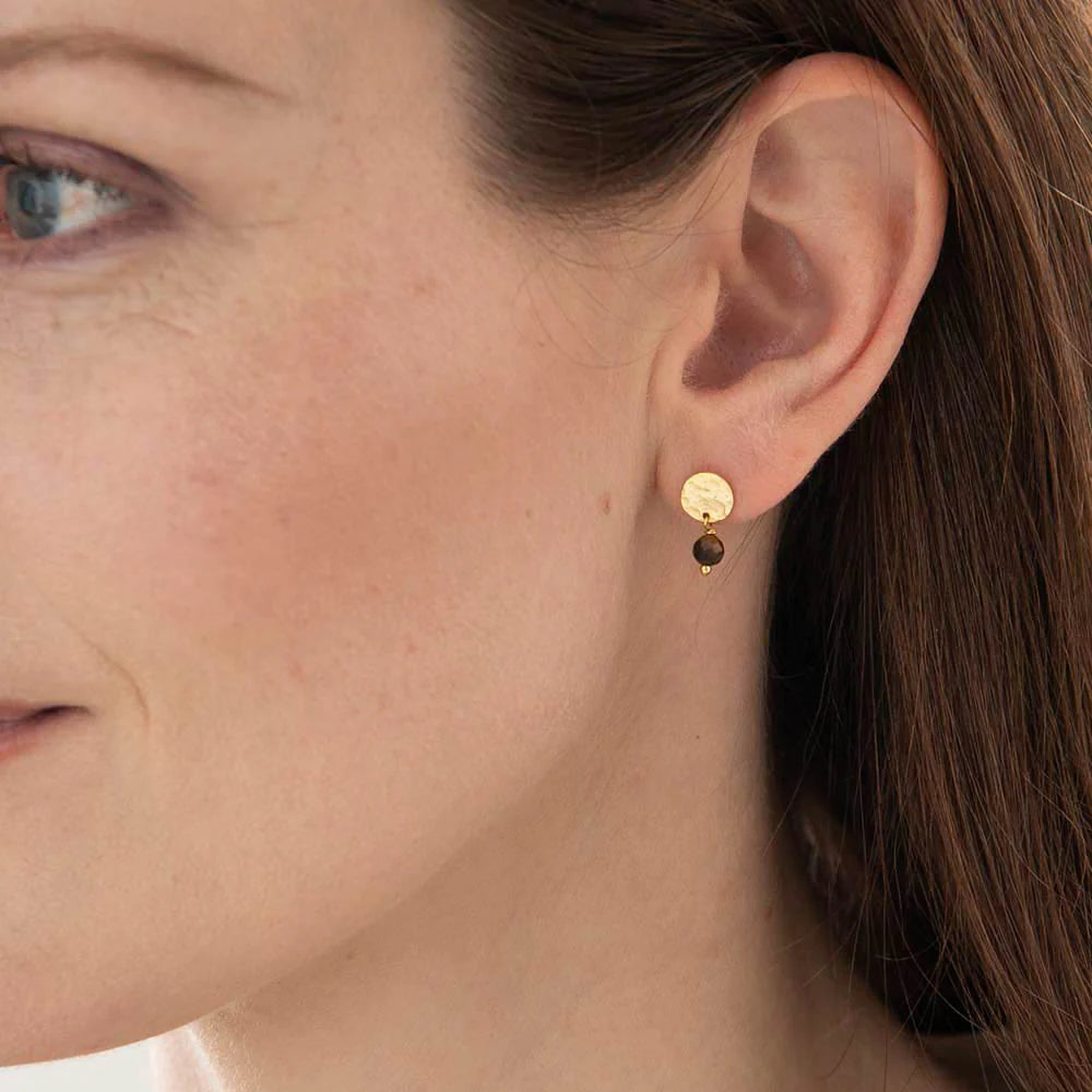 Oorbellen Studs Mini Coin Tiger Eye-gold