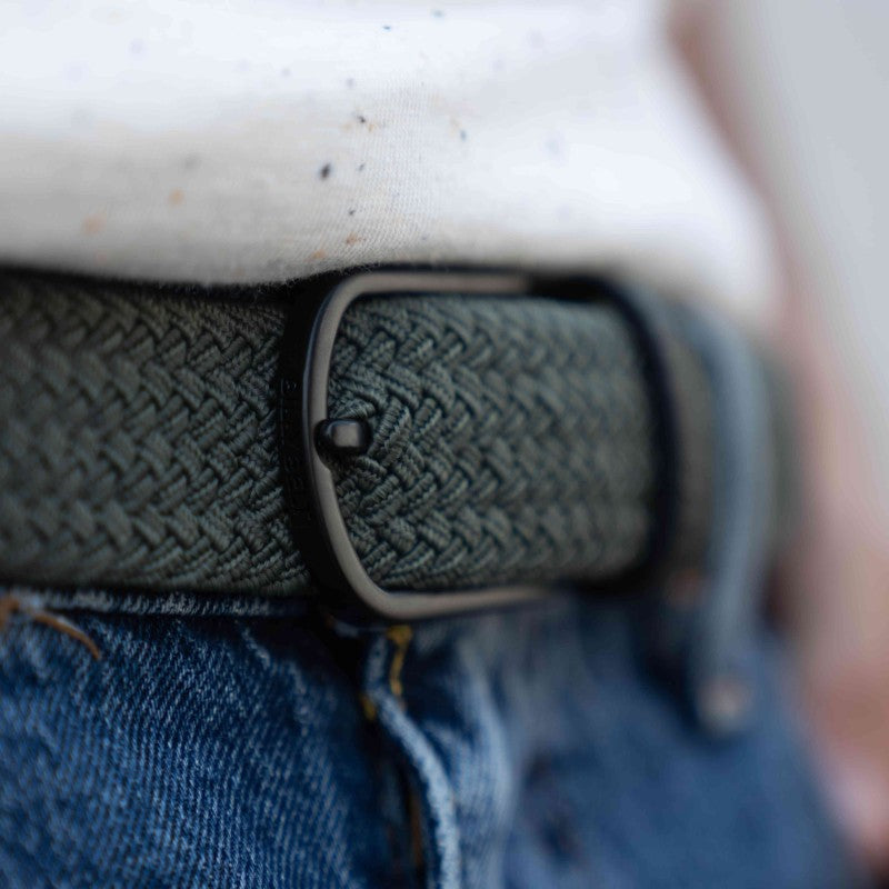 Billybelt Riem Elastic Woven-dark forest