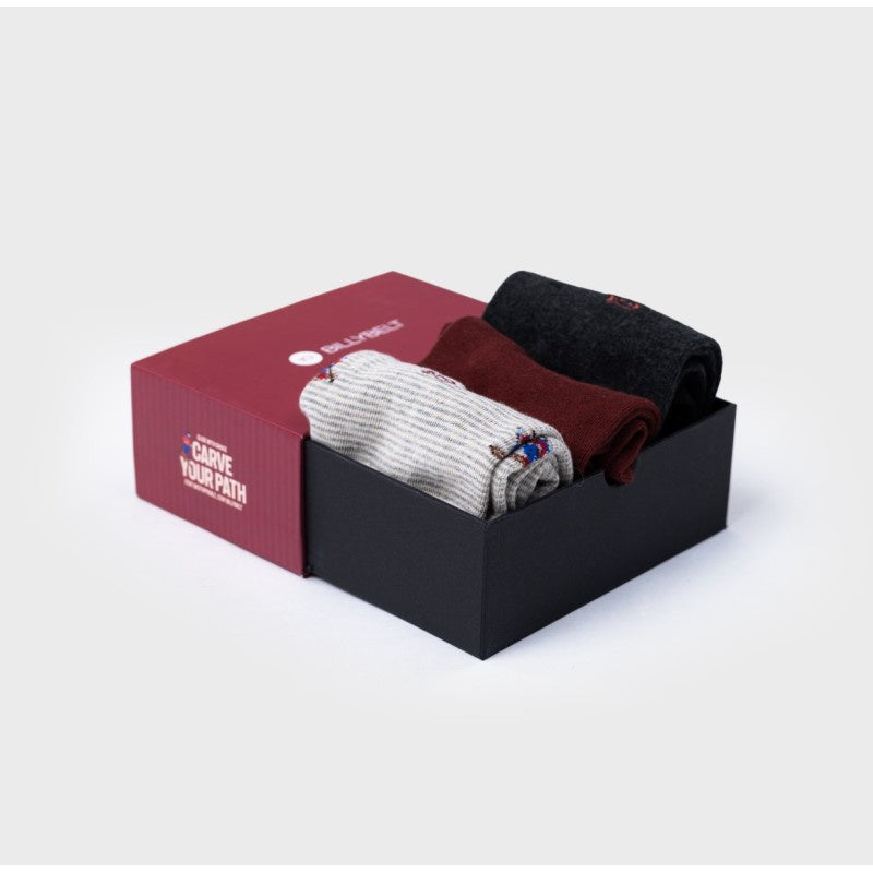 Billybelt Sokken Giftbox-grey/burgundy/dark grey