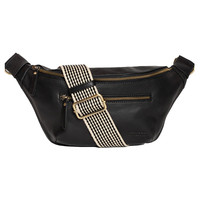 Drew Bum Bag / Checkered Strap-black (Soft Grain leather)