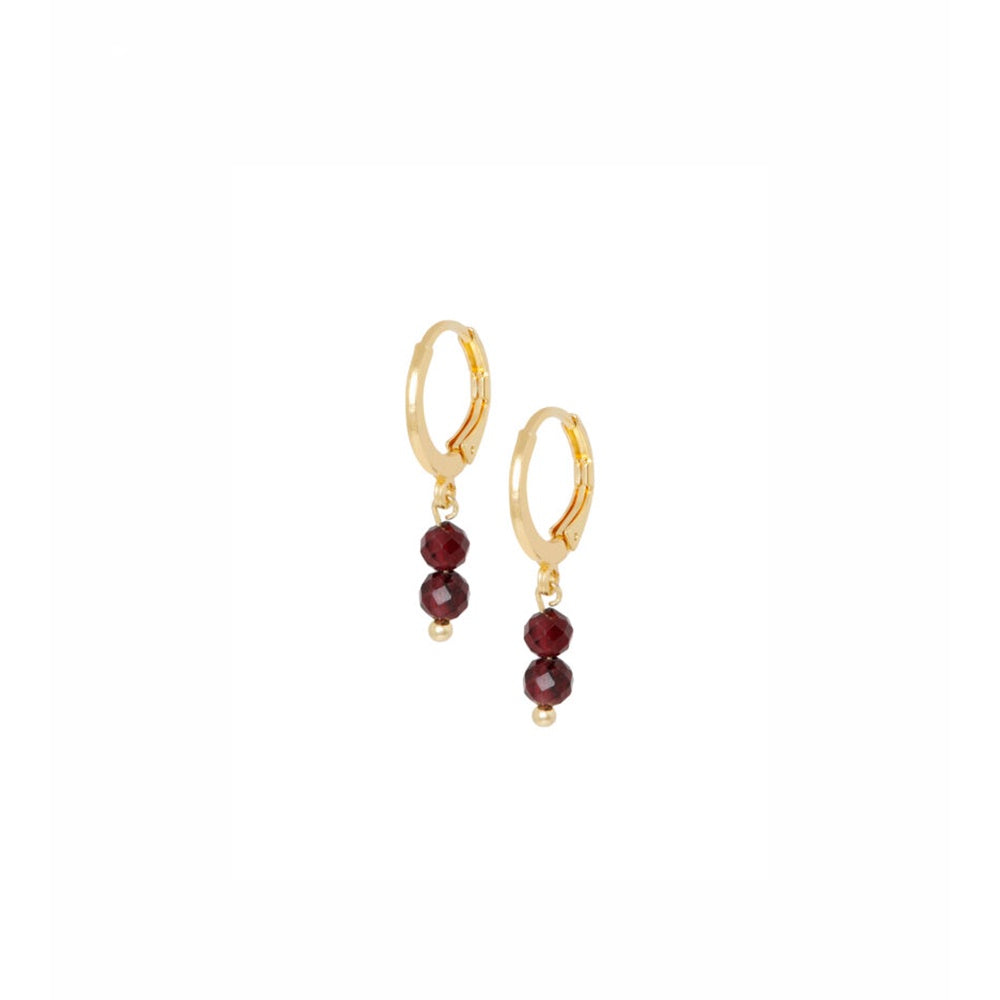 Oorbellen 2 Gemstones-bordeaux
