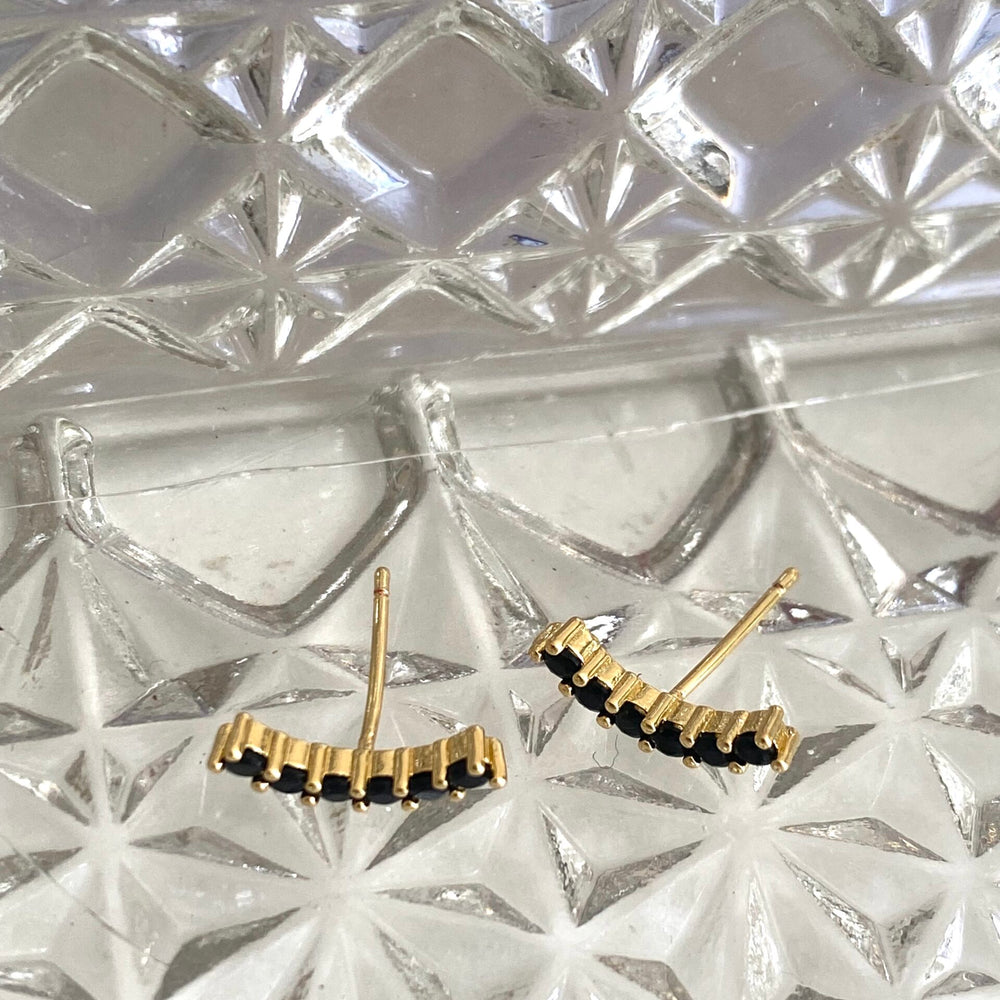 Oorbellen Earcuff Strass Black-gold