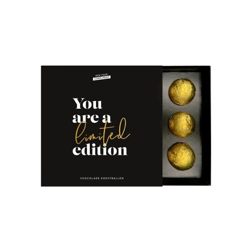 Pick your compliment 'You are limited edition' Kerstballen giftbox-chocolade