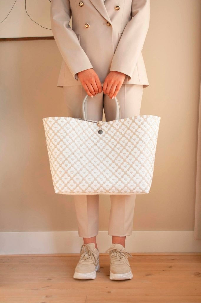 Shopper Motif L-pale grey/white