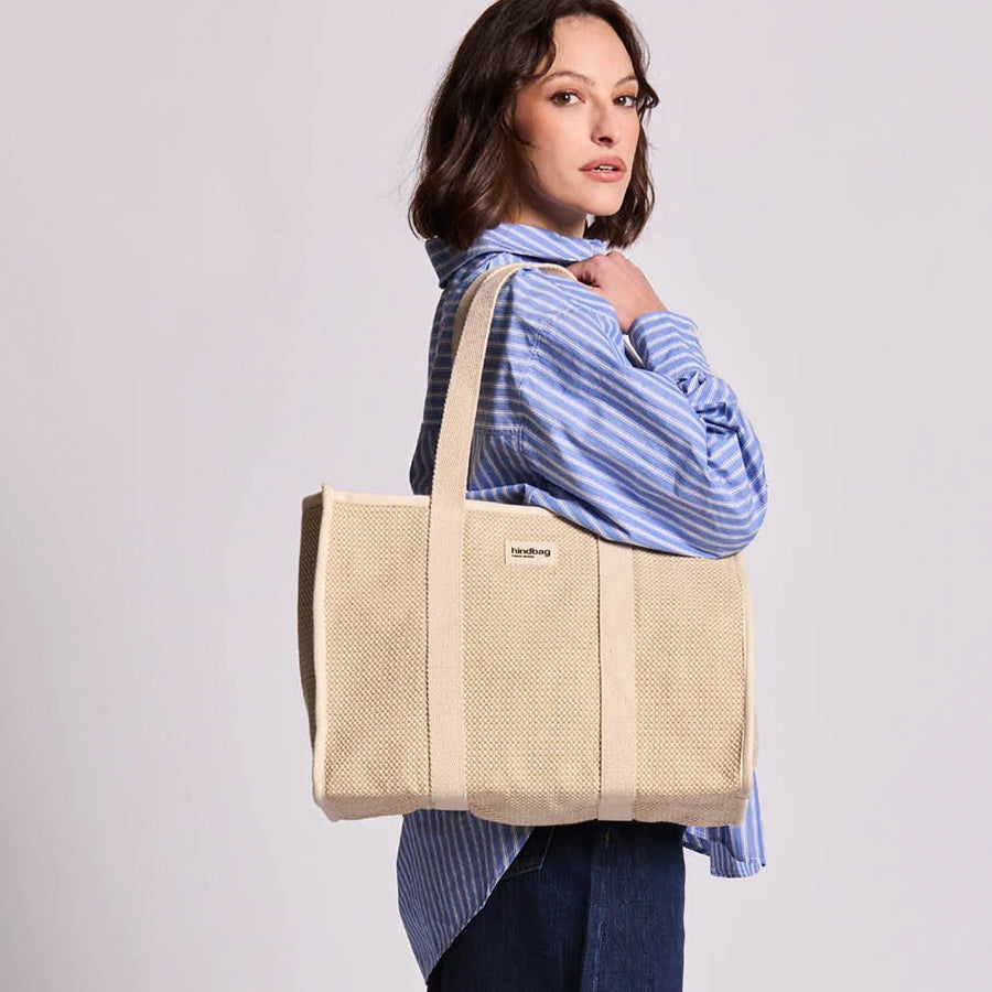 Shopper Oscar with Zipper Woven-offwhite