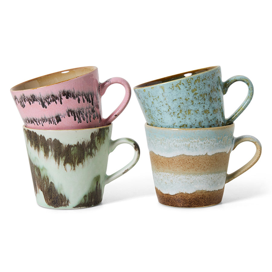 70s ceramics: Cappuccino Mugs (set of 4) Dada-mixed