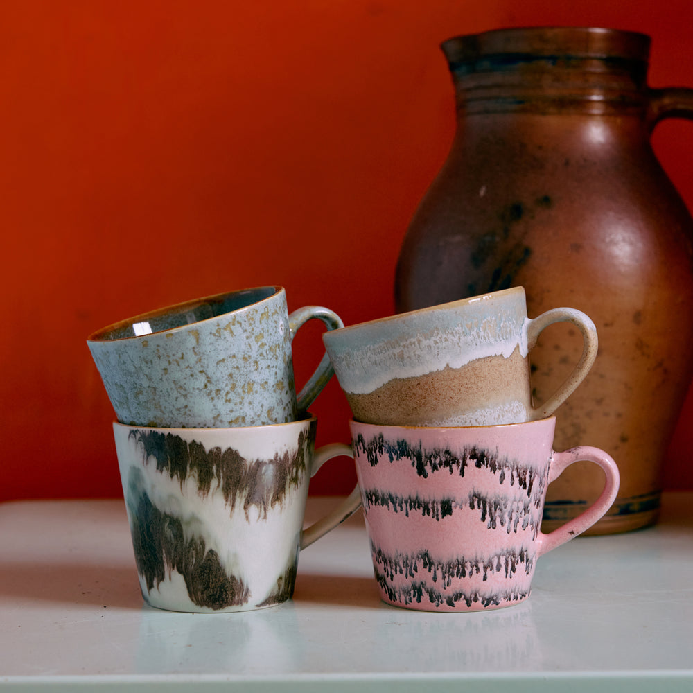 70s ceramics: Cappuccino Mugs (set of 4) Dada-mixed